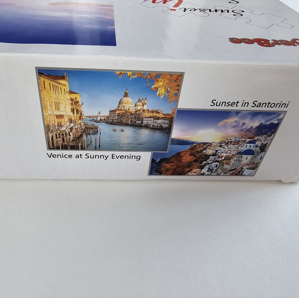 2 Jigsaw Puzzles Sunset In Santorini & Venice At Sunny Evening 1000 Pc Toyerbee